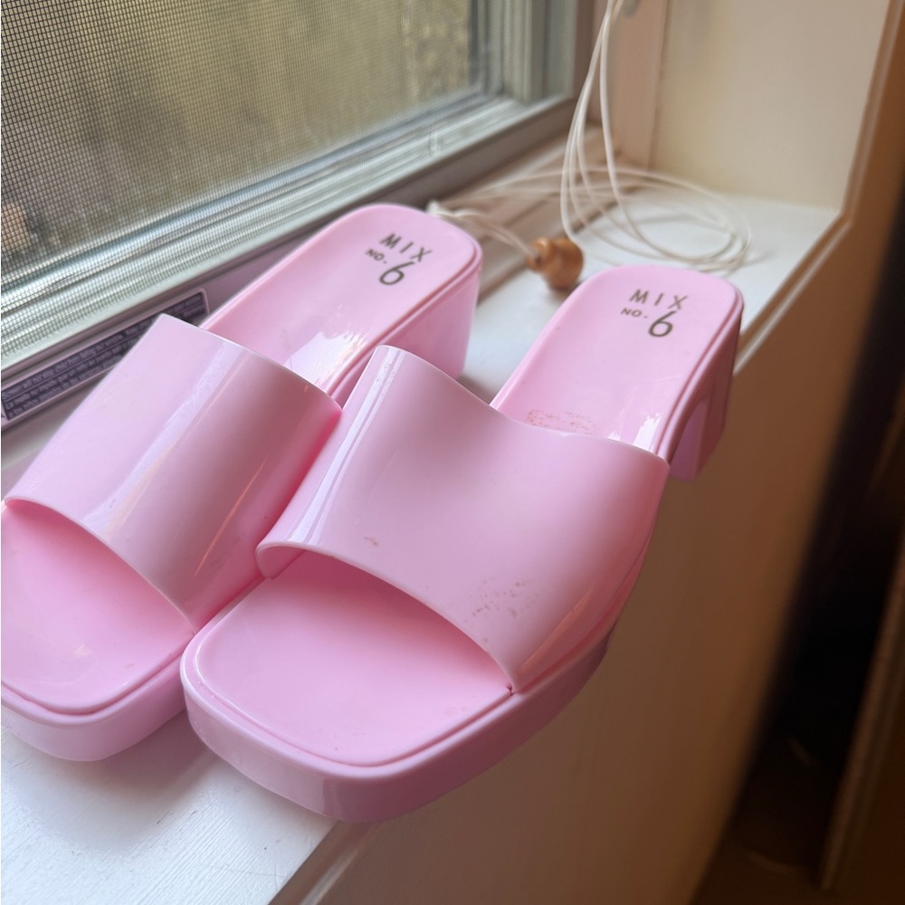 Mix No. 6 Baby Pink Platform plastic heels